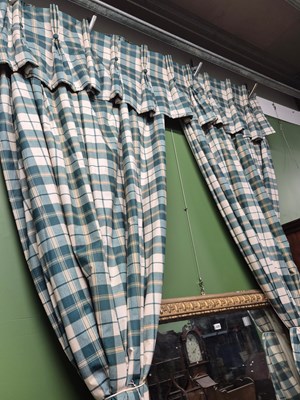 Lot 2041 - A pair of green chequered cream interlined...
