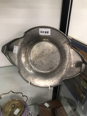 Lot 2088 - A Tudric hammered pewter two handled dish