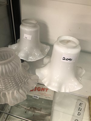 Lot 2091 - A pair of milk glass light shades together...