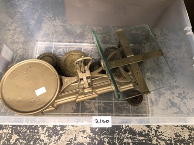 Lot 2140 - A set of scales with a glass pan for the...