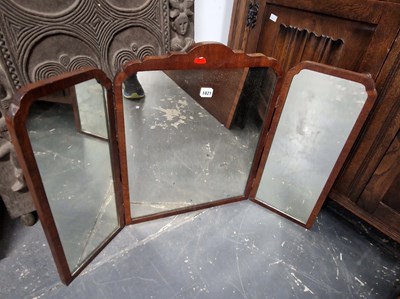 Lot 1021 - A triptych mirror.
