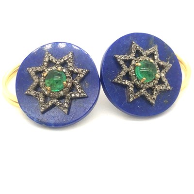 Lot 47 - A pair of unusual lapis lazuli, diamond and...