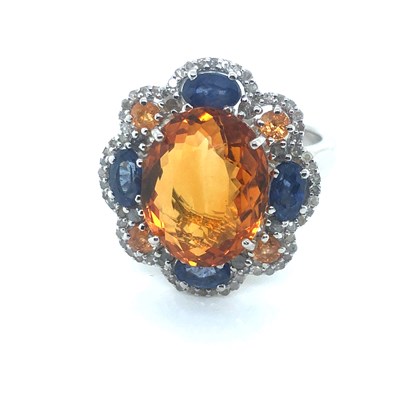 Lot 131 - An unusual gem set and silver cluster ring set...
