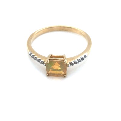Lot 67 - A 9ct hallmarked gold and cushion cut opal and...