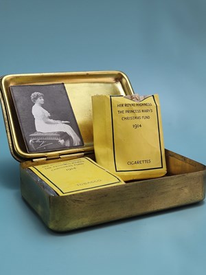 Lot 211 - A 1914 WWI Princess Mary gift tin containing...