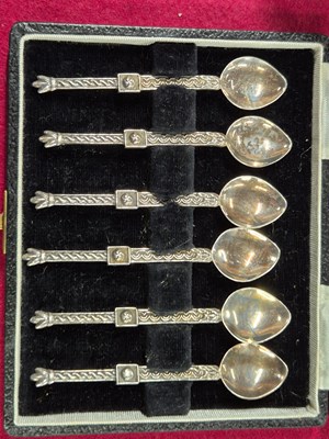 Lot 214 - A set of six hallmarked silver coffee spoons...