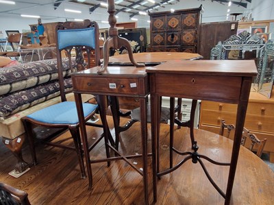Lot 1026 - Two Georgian mahogany single drawer occasional...