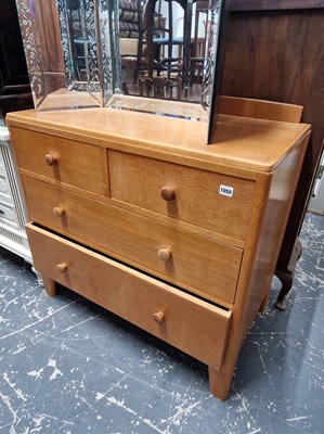 Lot 1050 - A mid 20th century oak chest of 2 short and 2...