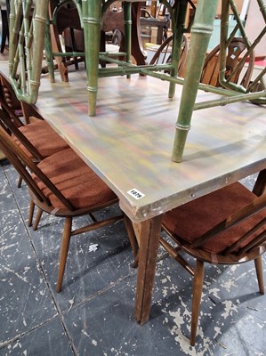 Lot 1079 - A pine kitchen table with painted top