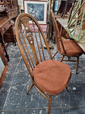 Lot 1080 - A set of six ercol high back dining chairs