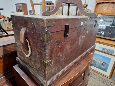 Lot 1137 - A 19th century campaign type teak & brass...