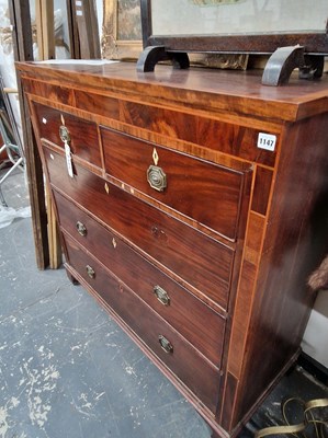 Lot 1147 - A late Georgian mahogany and inlaid chest of...
