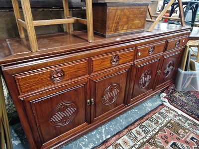 Lot 1156 - A good quality oriental design hardwood side...