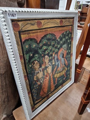 Lot 1167 - A pair of hand painted Indian panels depicting...