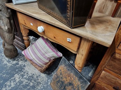 Lot 1168 - An antique pine side table with single drawer.