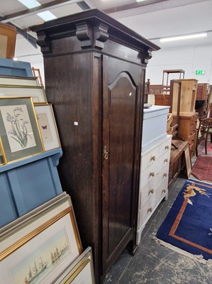 Lot 1172 - An antique oak hall cabinet / small wardrobe...