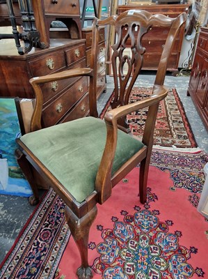 Lot 1181 - A pair of antique mahogany carver armchairs on...