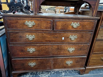 Lot 1187 - A George III oak low chest of 2 short and 3...