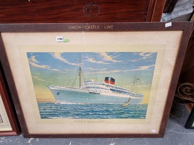 Lot 1192 - A vintage Union Castle line advertising poster...