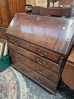 Lot 1201 - A George III mahogany bureau.W 91 D 52 H 103 cm