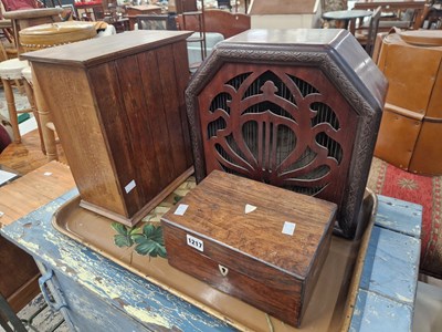 Lot 1217 - A small oak table cabinet, A celestion speaker,...