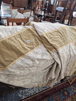 Lot 1235 - A large velvet and damask bedspread/ duveet cover