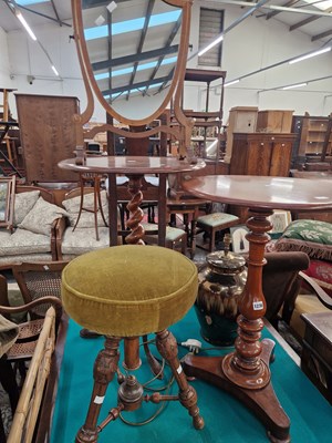 Lot 1236 - Two Victorian occasional tables, a piano stool,...