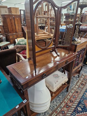Lot 1239 - A mahogany hall table, a foot stool and a...