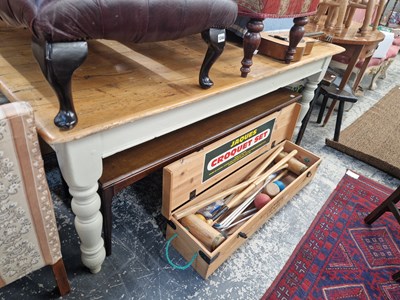 Lot 1246 - An antique pine kitchen table. H 76 W 185 D 93cm