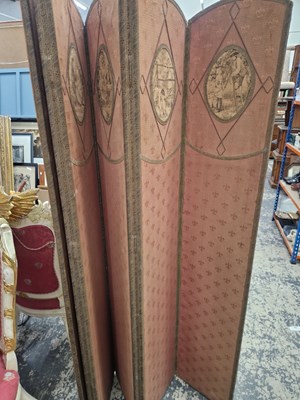 Lot 1259 - A vintage four fold dressing screen