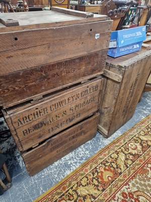 Lot 1283 - Four large vintage pine crates from Artur...