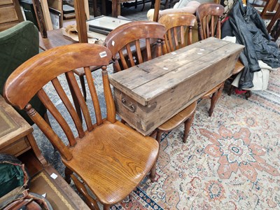 Lot 1304 - Four country elm seat slat back kitchen side...
