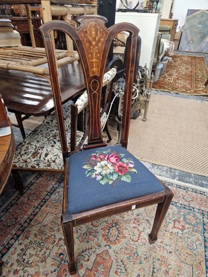 Lot 1308 - A set of four Edwardian mahogany and inlaid...