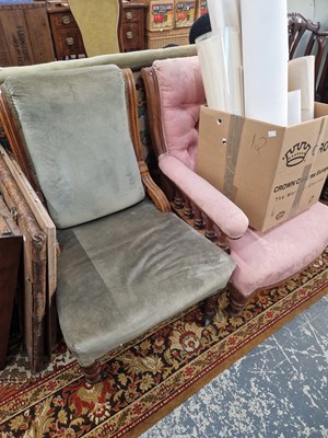 Lot 1335 - Two Victorian upholstered armchairs.