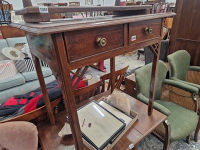 Lot 1342 - A Georgian yew wood side table with two...
