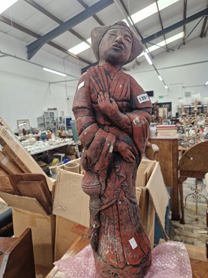 Lot 1350 - A coloured composite stone oriental style figure.