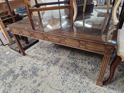 Lot 1357 - A large mahogany coffee table with a...