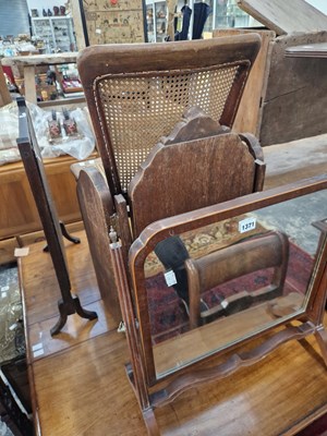 Lot 1371 - An antique swing mirror, a triple mirror, a...