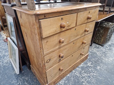 Lot 1380 - A Victorian pine chest of five drawers.