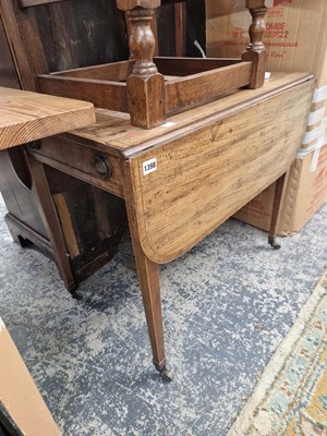 Lot 1398 - A George III mahogany inlaid drop leaf...
