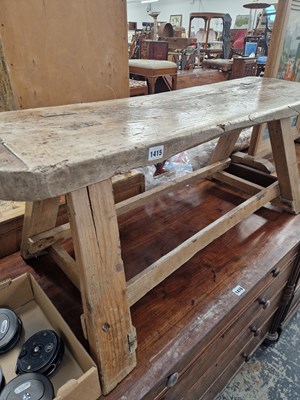 Lot 1415 - A rustic elm and pine low bench.