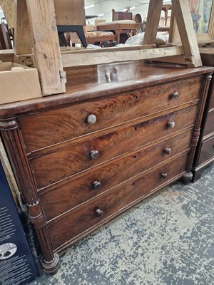 Lot 1416 - A 19th century mahogany low chest of four long...