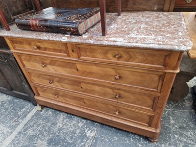 Lot 1423 - A 19th-century french walnut and marble topped...