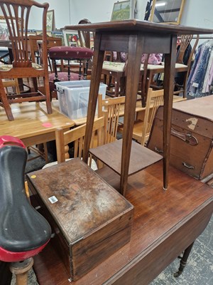 Lot 1440 - A walnut writing box and two tier occasional...