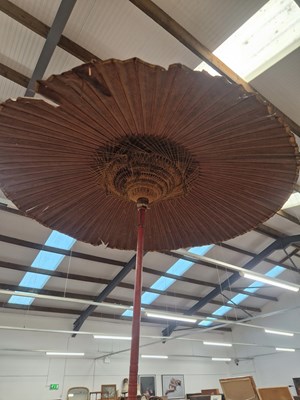 Lot 1447 - A Large long handled oriental parasol.