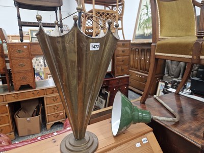 Lot 1473 - A brass umbrella form stick stand and an...