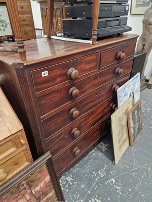 Lot 1475 - A George III mahogany chest of 2 short and...