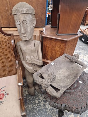 Lot 1485 - Two large Indonesian carved hardwood figure...