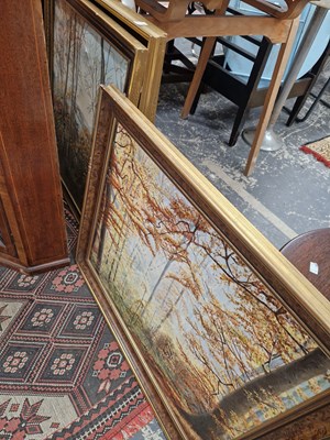 Lot 1511 - Four large gilt framed oi paintings by C K Drage.