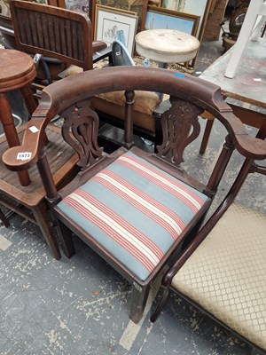 Lot 1573 - A Georgian mahogany corner armchair.